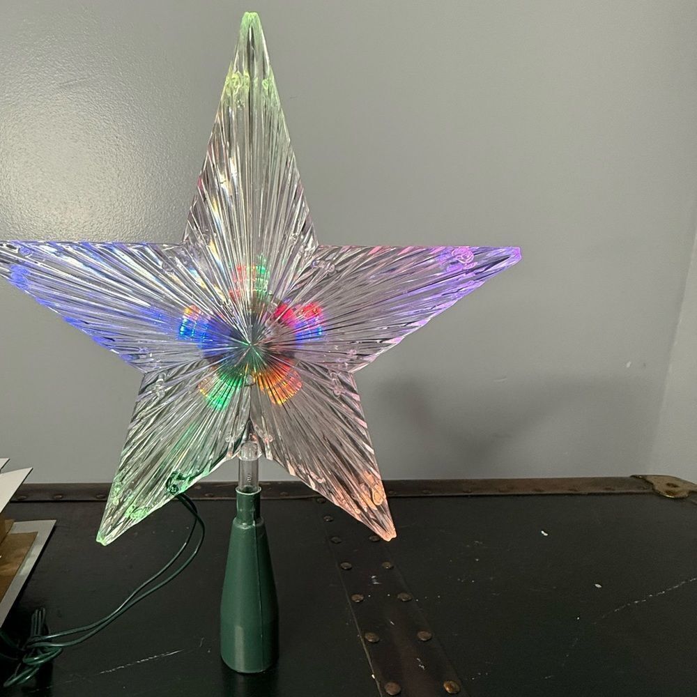 Light Star Tree Topper 8.5" Prism Effect Multi Color - View From Both Sides